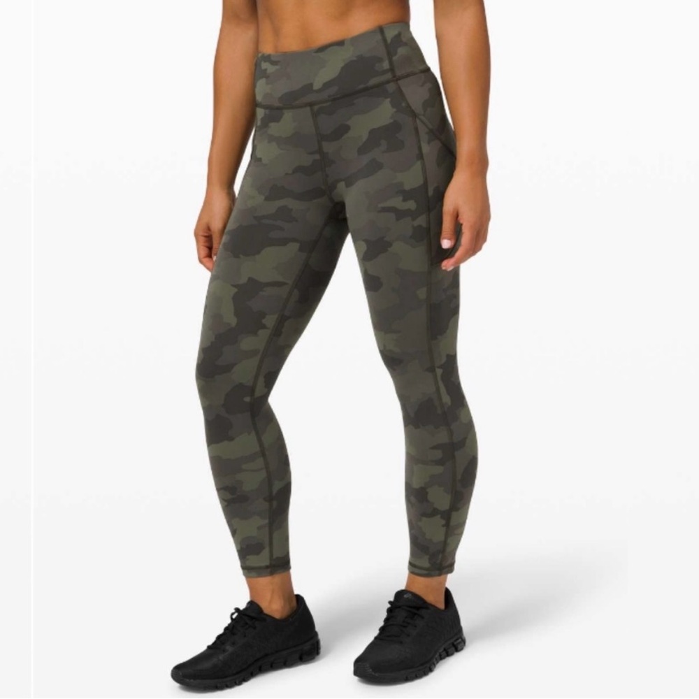 Lululemon 25" High Rise Heritage 365 Camo Green Twill Multi Size 4